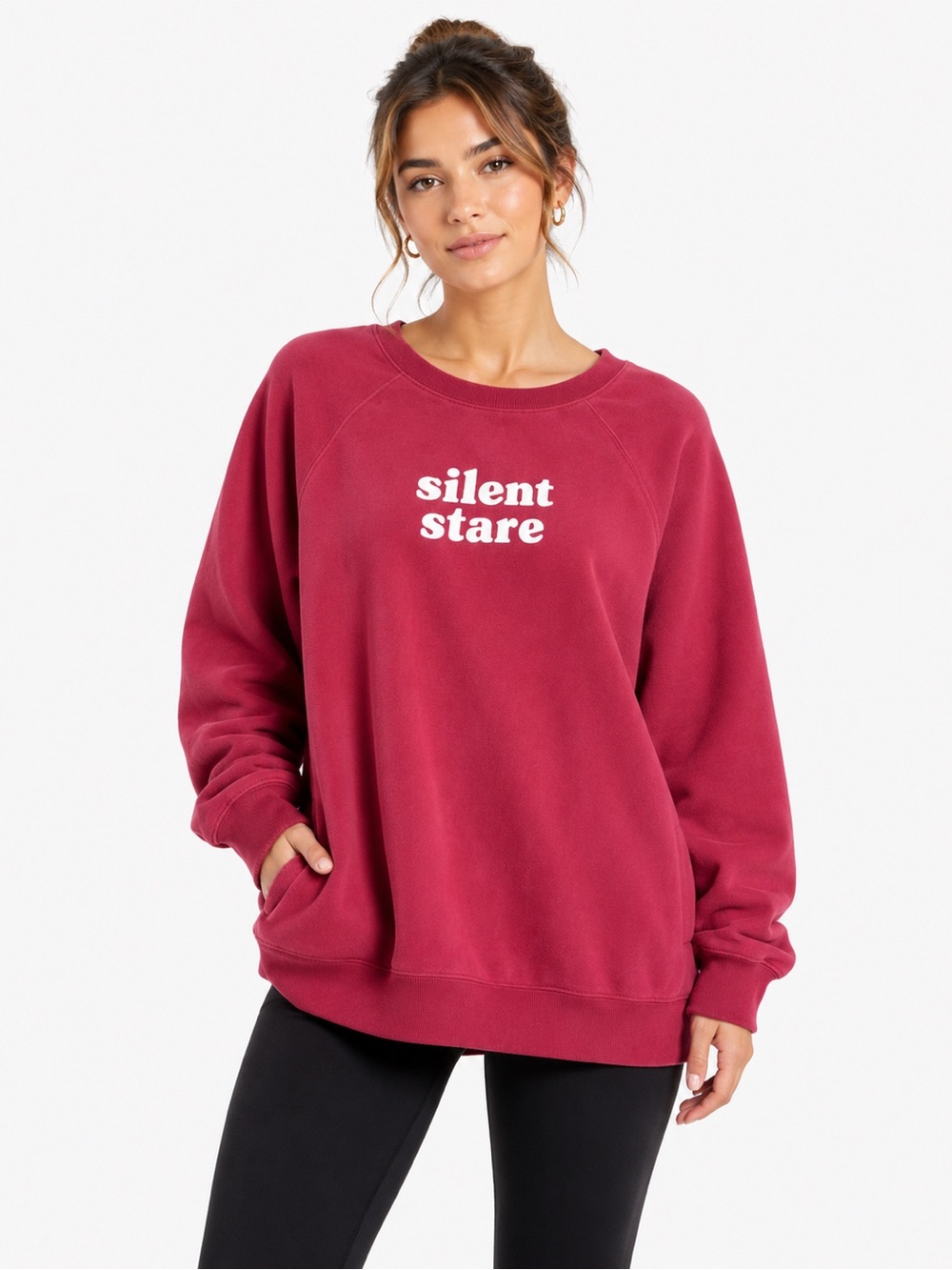 Torrid Size 1 “Silent Stare” Burgundy Red Graphic Pullover Sweatshirt